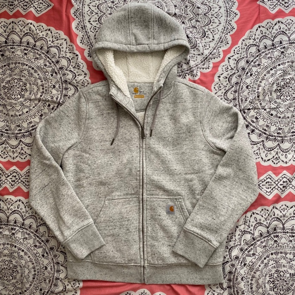 Carhartt Light Gray Marl Sherpa Full Zip Hoodie